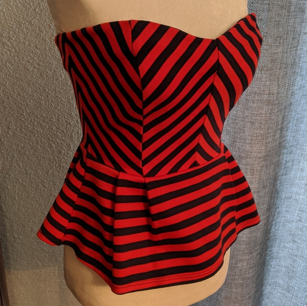 Strapless peplum top